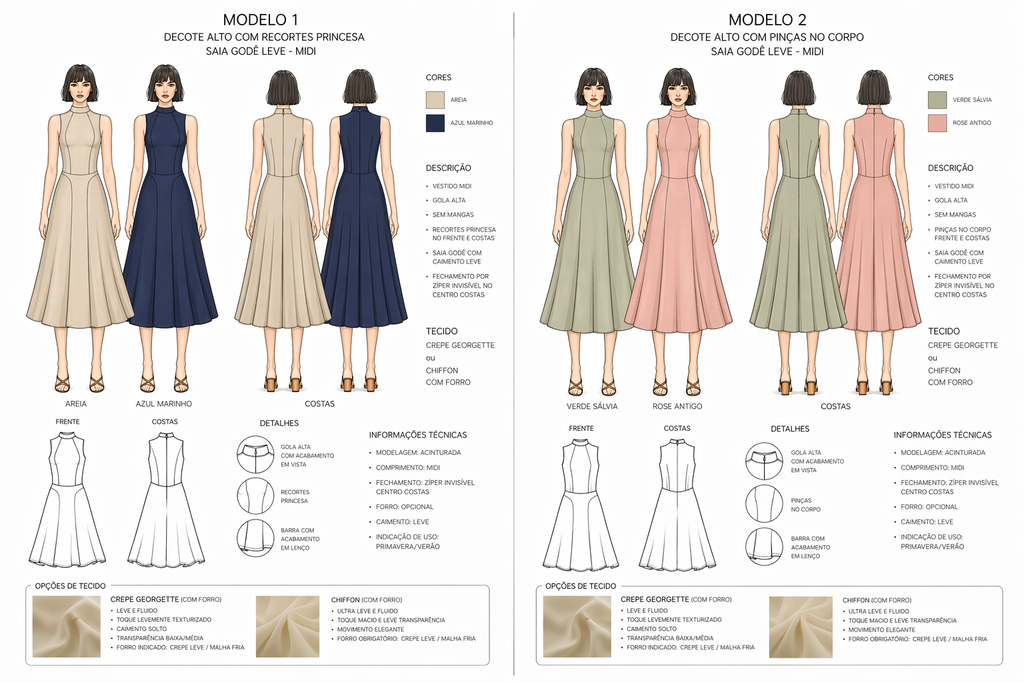Vestido Fluído de Gola Alta | Coleção 2026