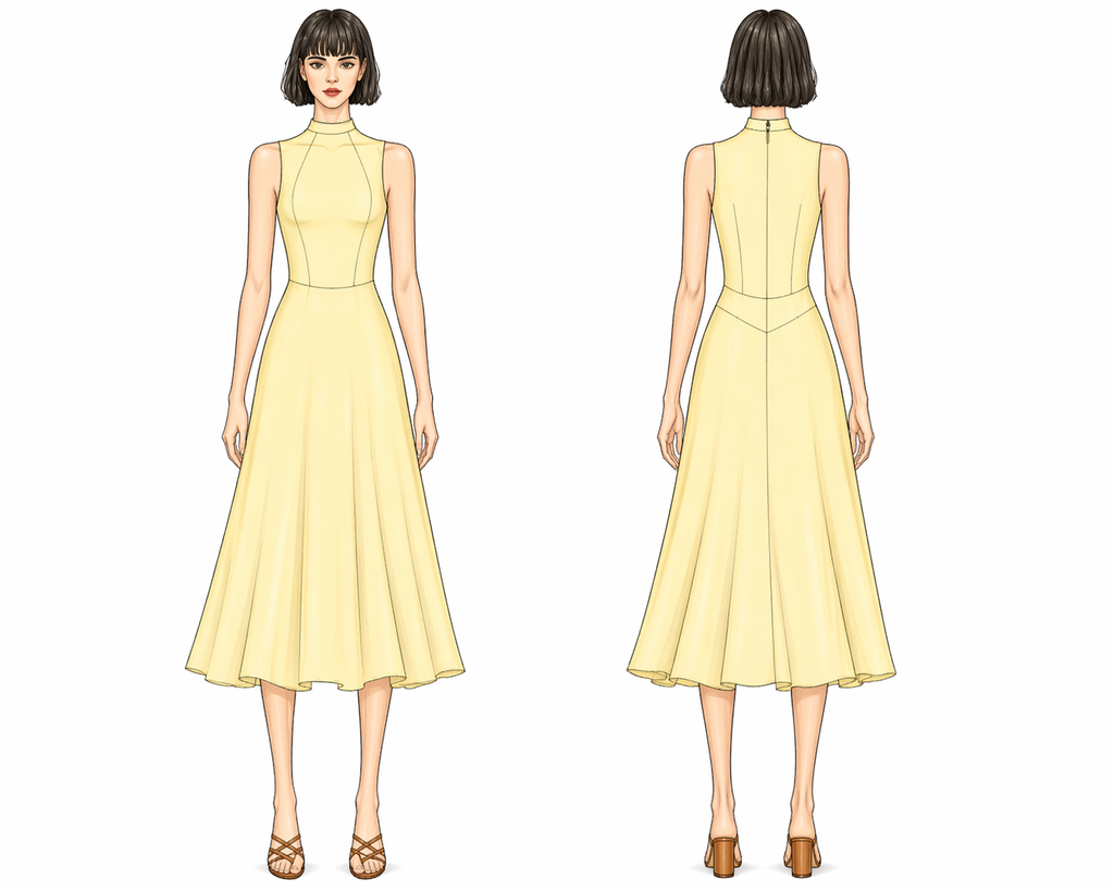 Vestido Fluído de Gola Alta | Coleção 2026