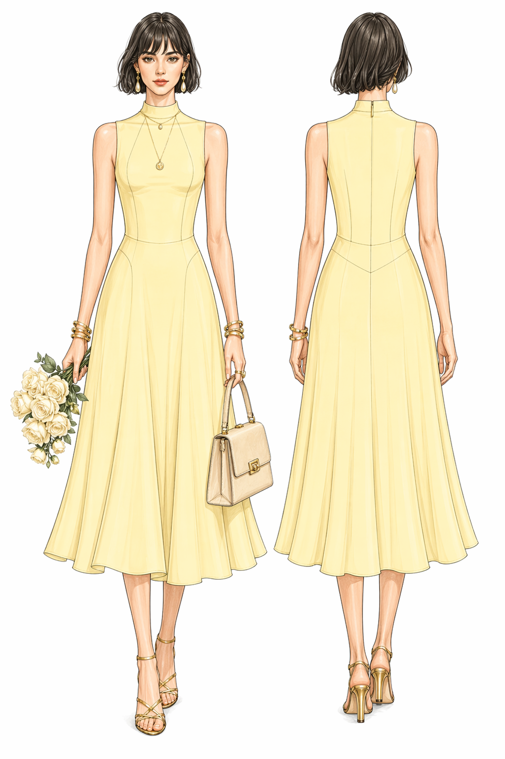 Vestido Fluído de Gola Alta | Coleção 2026