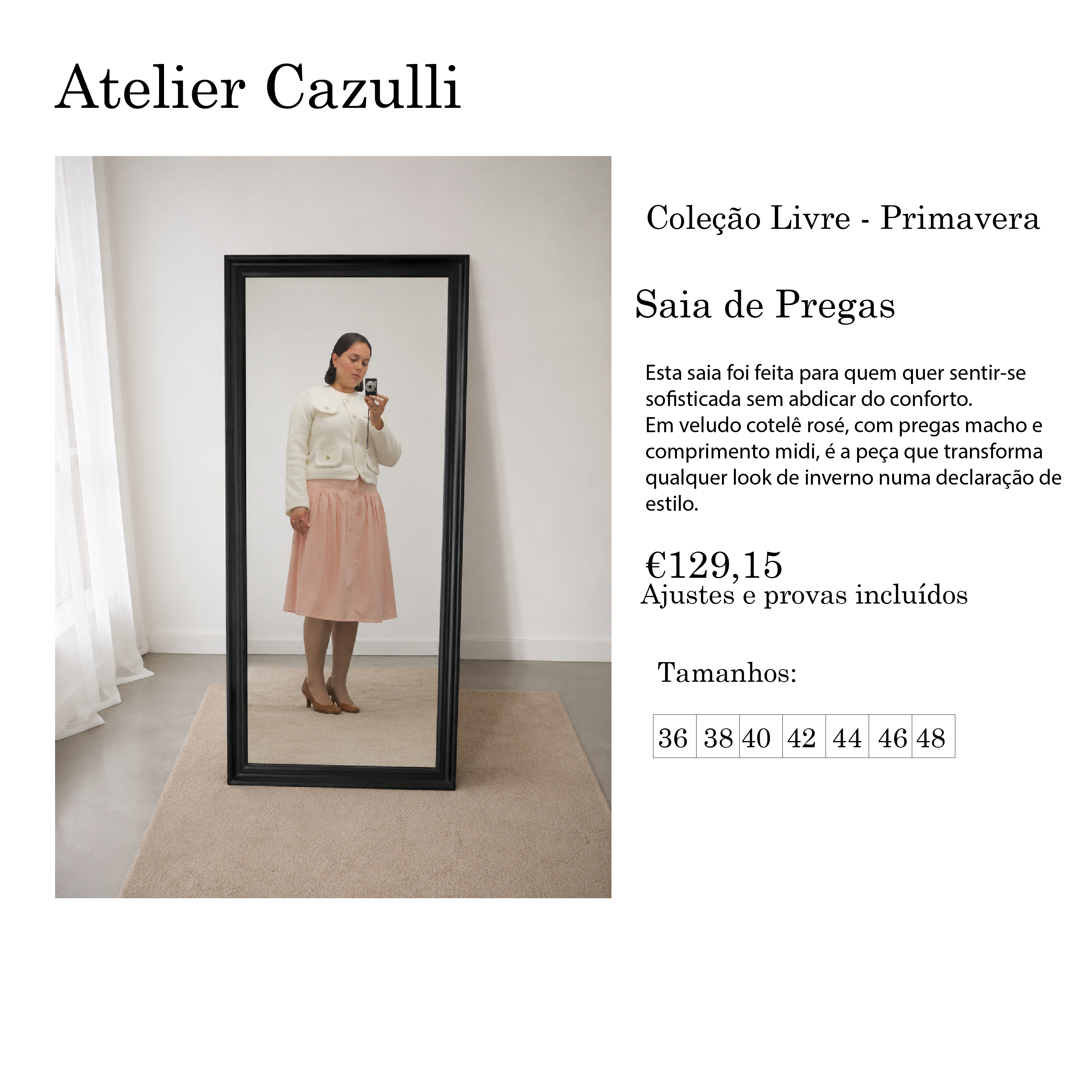 Saia Cotelê Rosé | Midi Plissada Rosé