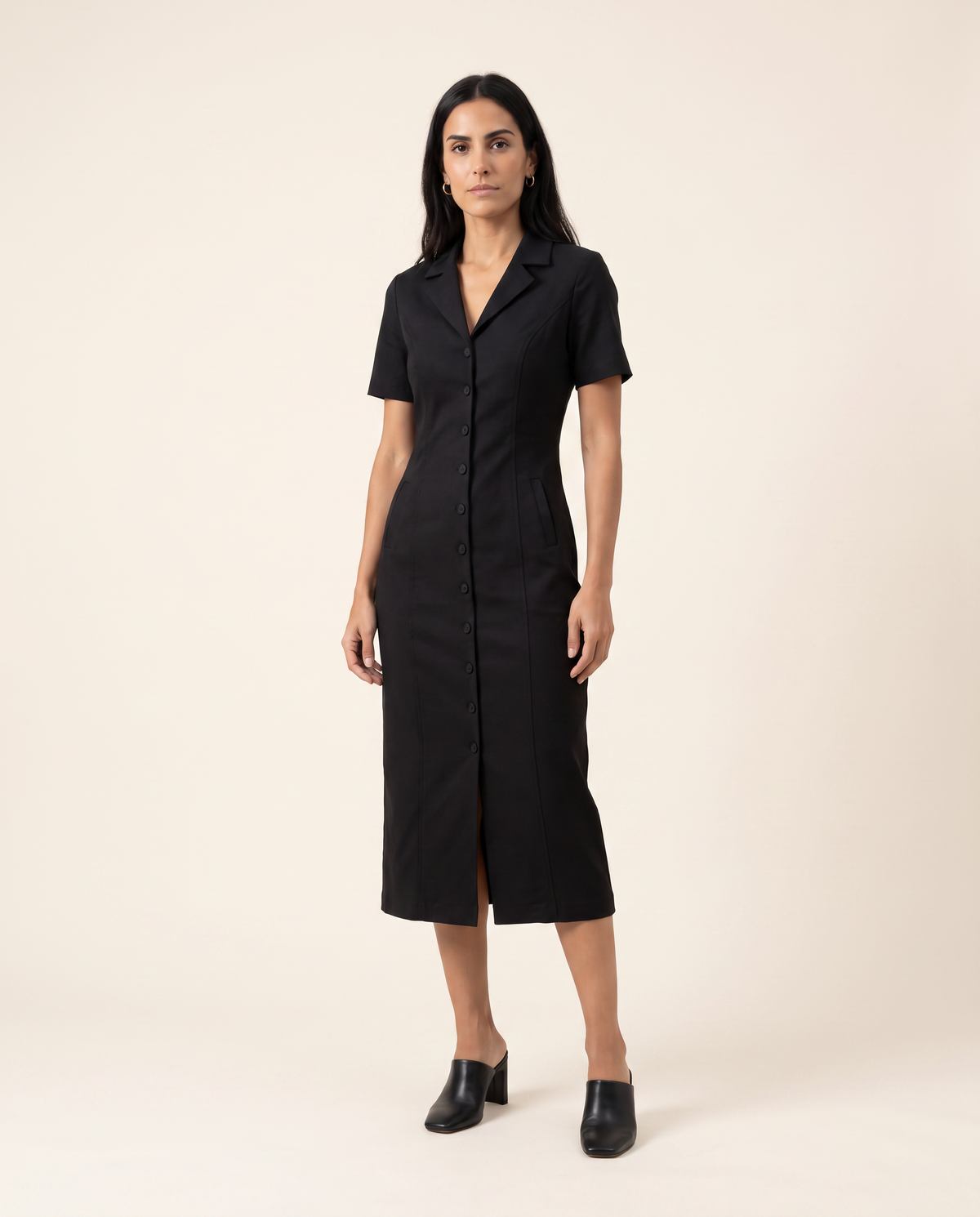 Vestido Social com Botões e Bolso | Coleção 2026