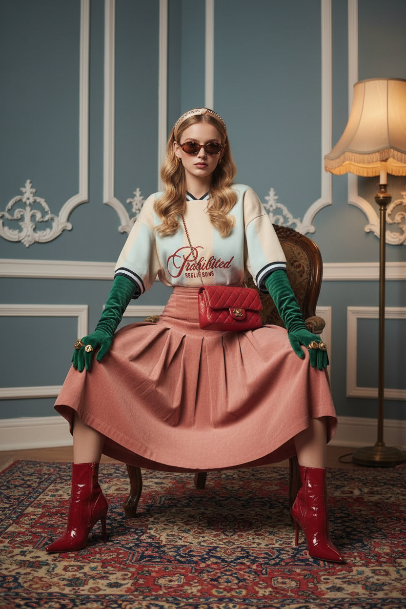 Look 2 – Camisa Prohibited + Luvas Verdes + Anéis