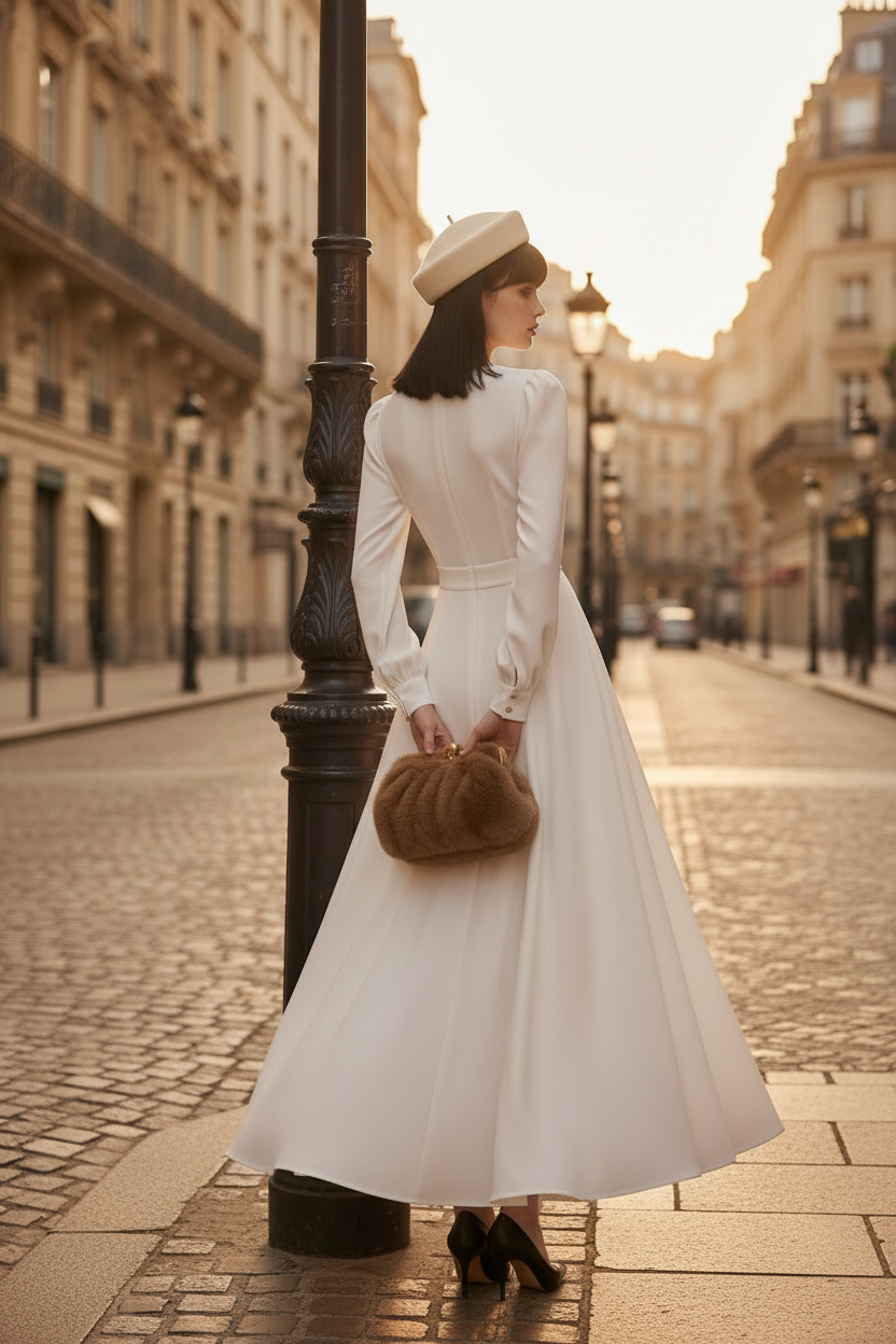 Vestido Branco — Rua + Poste Costas