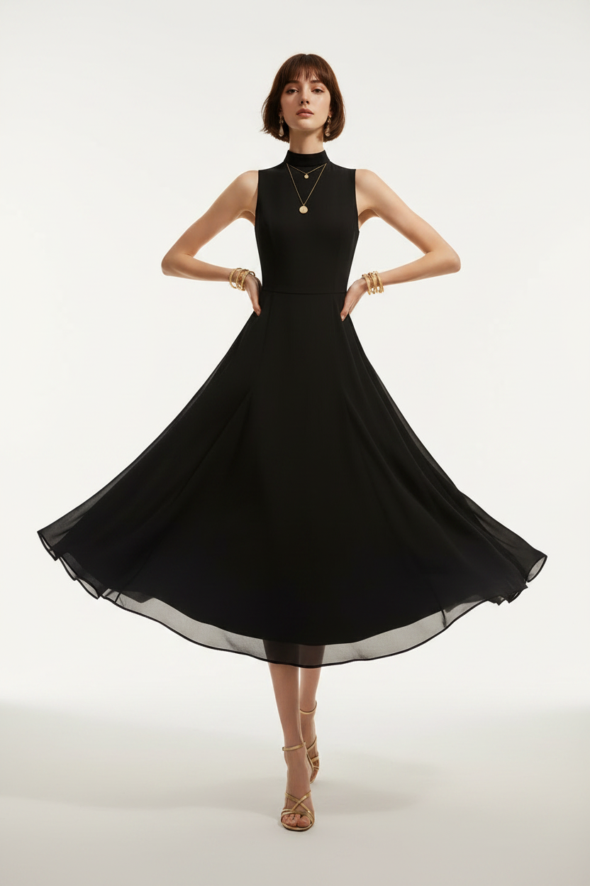 Vestido Gola Alta Preto — Estúdio